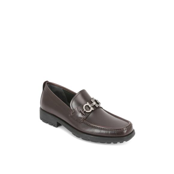 NEW Ferragamo Men\'s David Double Gancini Thick Lug Leather Loafers main image 4